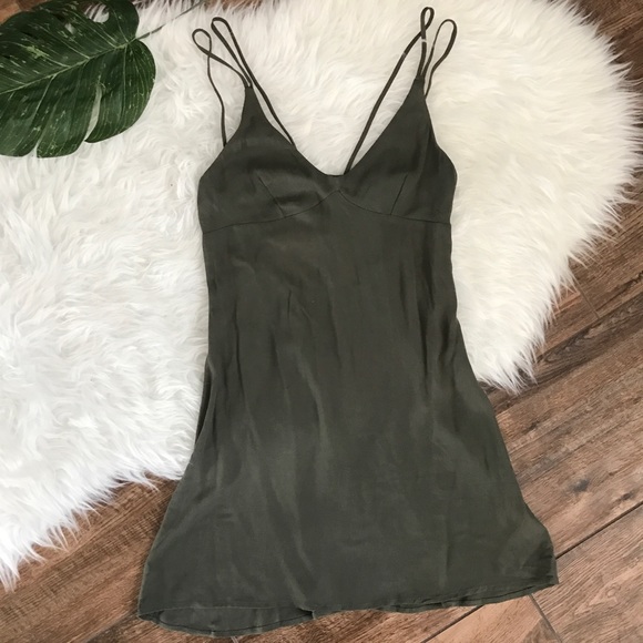 Urban Outfitters • Olive Double Strap Slip Dress - Picture 3 of 8